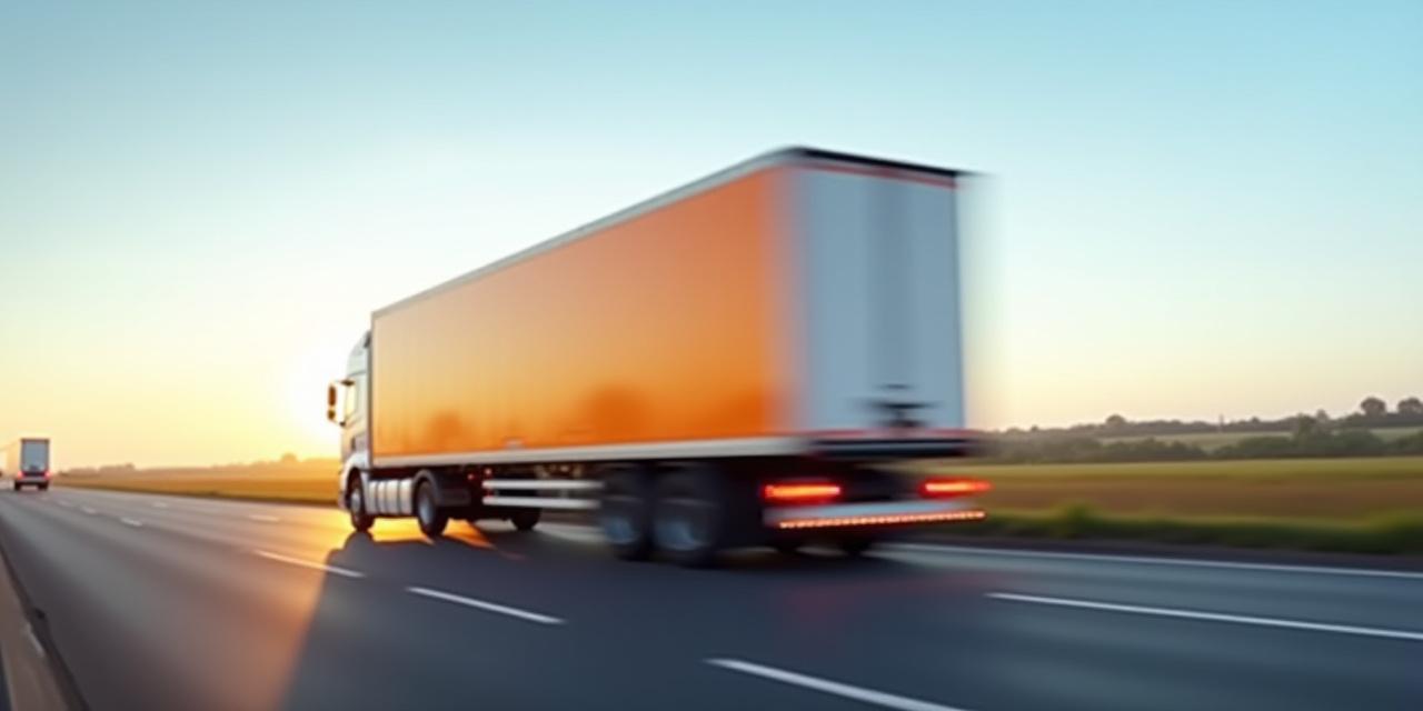 Modern temperature-controlled logistics truck in transit