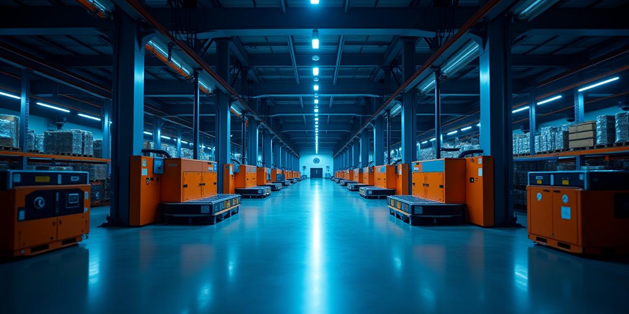 Panoramic view of a modern logistics automated warehouse in New York