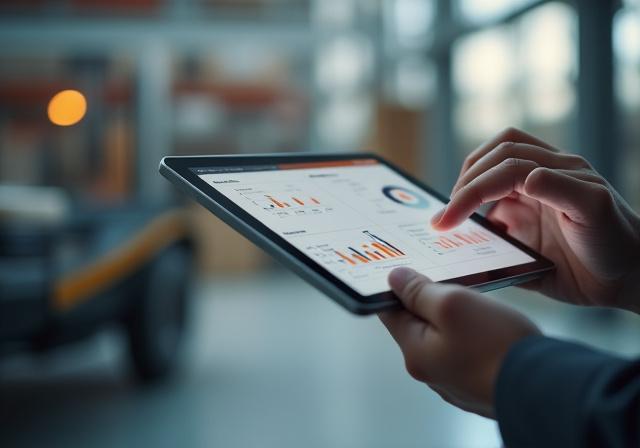 Logistics professional reviewing digital supply chain data on a tablet